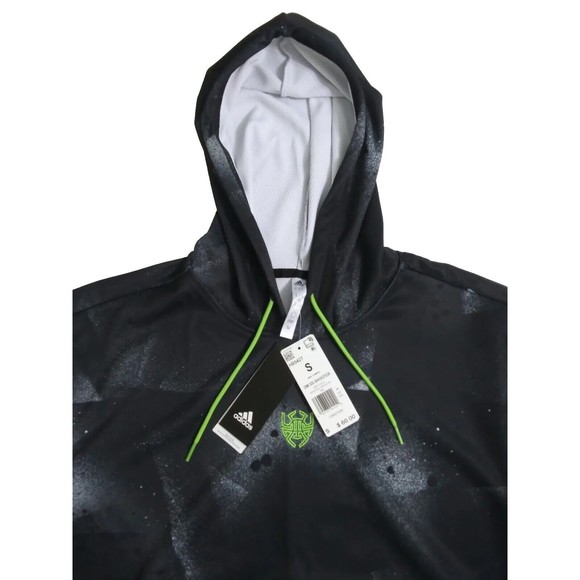 Adidas Mens Small Donovan Mitchell Short Sleeve Shooter Hoodie Sweatshirt HB5427 - Picture 2 of 9